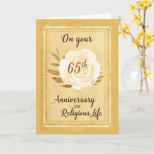 65e Jubileum van het Religieuze Leven, Nun White R Kaart (Gele Bloem)