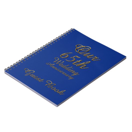 65e Jubileum voor bruiloft Guest Book Blue Sapphir Notitieboek (Linkerzijde)