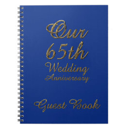 65e Jubileum voor bruiloft Guest Book Blue Sapphir Notitieboek