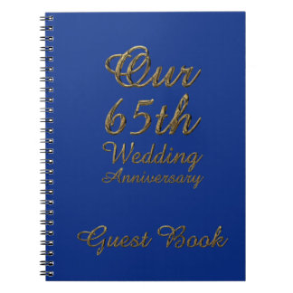 65e Jubileum voor bruiloft Guest Book Blue Sapphir Notitieboek