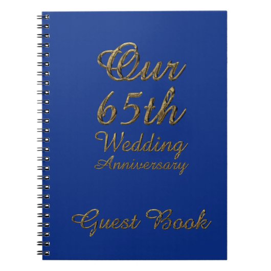 65e Jubileum voor bruiloft Guest Book Blue Sapphir Notitieboek (Voorkant)