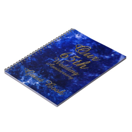 65e Jubileum voor bruiloft Guest Book Blue Sapphir Notitieboek (Linkerzijde)