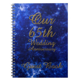 65e Jubileum voor bruiloft Guest Book Blue Sapphir Notitieboek