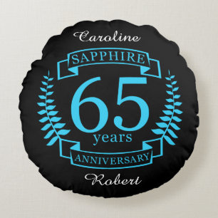 65e JUBILEUM voor weddenschappen SAPPHIRE Rond Kussen