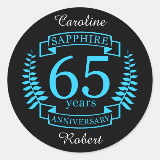 65e JUBILEUM voor weddenschappen SAPPHIRE Ronde Sticker (Voorkant)
