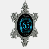 65e JUBILEUM voor weddenschappen SAPPHIRE Tin Sneeuwvlok Ornament (Links)