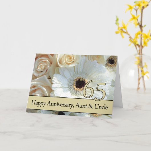 65e Jubileum voor weddenschappen Tunt en oomroze r Kaart (Gele Bloem)