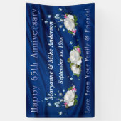 65e Jubileum Witte rozen en blauwe gordels Spandoek (Verticaal)