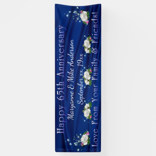 65e Jubileum Witte rozen Sapphire - Aangepast Spandoek (Verticaal)