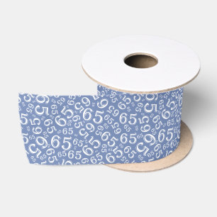 65e Moderne Willekeurige Nummer Patroon Blauw/Wit Satijnen Lint