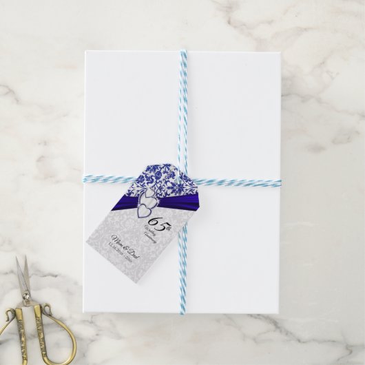 65e Sapphire bruiloft Jubileum Cadeaulabel (Met Touw)