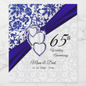 65e Sapphire bruiloft Jubileum Wijn Etiket (Enkel label)