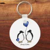 65e sapphire bruiloft trouwdag pinguïn gift sleutelhanger (Voorkant)