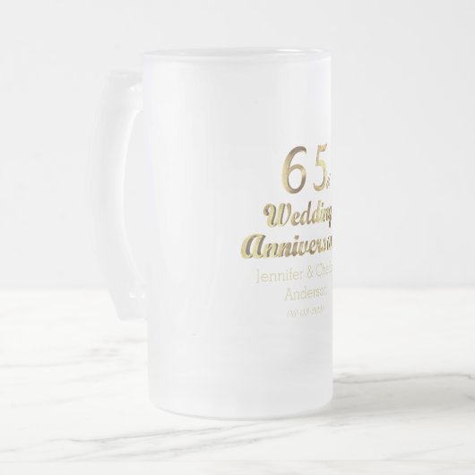65e Sapphire Wedding Jubileum Gold Typografie Matglas Bierpul (Voorkant links)