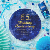 65e Sapphire Wedding Jubileum Gold Typografie Papieren Bordje (Feest)