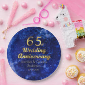 65e Sapphire Wedding Jubileum Gold Typografie Papieren Bordje (Feest)