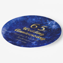 65e Sapphire Wedding Jubileum Gold Typografie Papieren Bordje