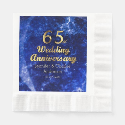 65e Sapphire Wedding Jubileum Gold Typografie Servet (Voorkant)