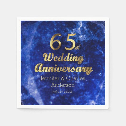 65e Sapphire Wedding Jubileum Gold Typografie Servet (Voorkant)