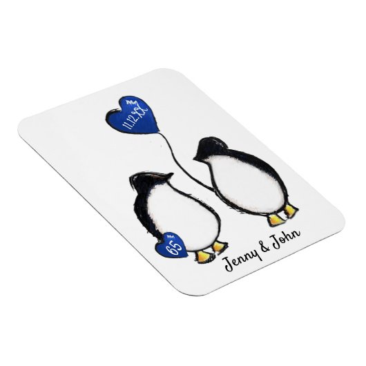 65e trouwdag pinguïn gift magnet magneet (Rechterzijde)