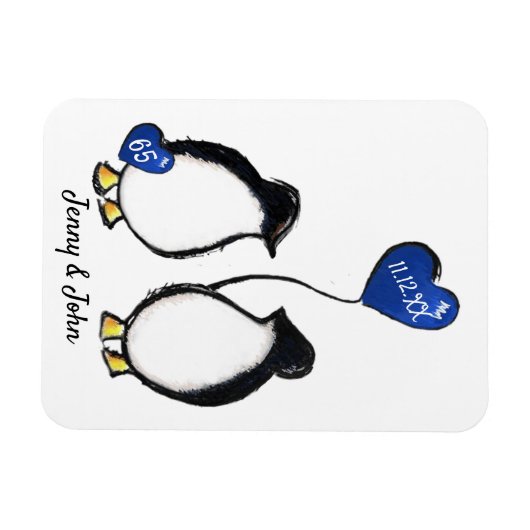 65e trouwdag pinguïn gift magnet magneet (Horizontaal)