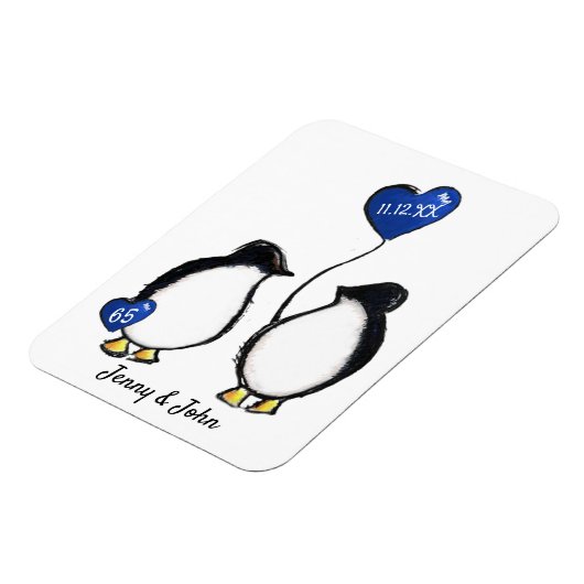 65e trouwdag pinguïn gift magnet magneet (Linkerzijde)