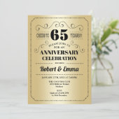 65e trouwdagfeest - Goud Zwart Kaart (Staand voorkant)