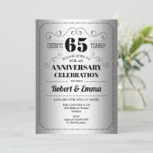 65e trouwdagfeest - Zilver Zwart Kaart (Staand voorkant)