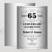 65e trouwdagfeest - Zilver Zwart Kaart (Voorkant / Achterkant)