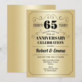 65e trouwdagfeestje - Goud Zwart Kaart (Voorkant / Achterkant)