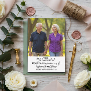 65e trouwjubileum Save the Date-foto Notitiekaartje