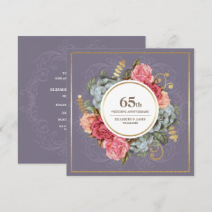 65e trouwjubileumfeestje Vintage bloemen Kaart