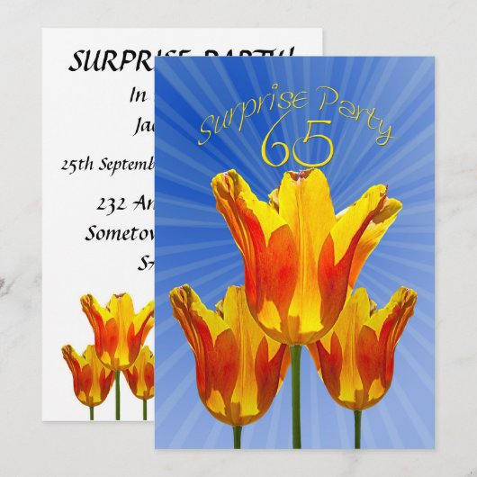 65e uitnodiging van de Birthday-feestdag (Voorkant / Achterkant)