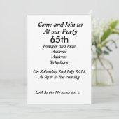 65e uitnodiging van de Birthday Party (Staand voorkant)