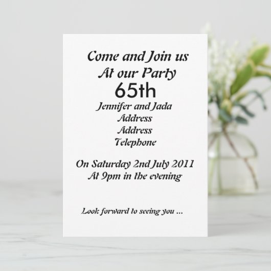 65e uitnodiging van de Birthday Party (Staand voorkant)