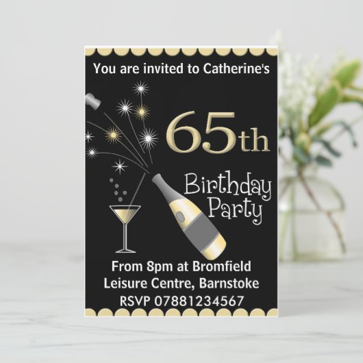 65e uitnodiging van de Birthday Party (Staand voorkant)