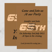 65e uitnodiging van de Birthday Party (Voorkant / Achterkant)