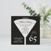 65e Uitnodiging voor verjaardagsfeestje 65 in zwar (Staand voorkant)