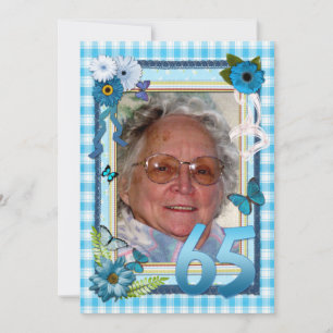 65e uitnodiging voor verjaardagsfeestje voor foto'