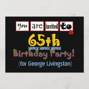 65e URPRISE Birthday Party Invitation Blue Kaart