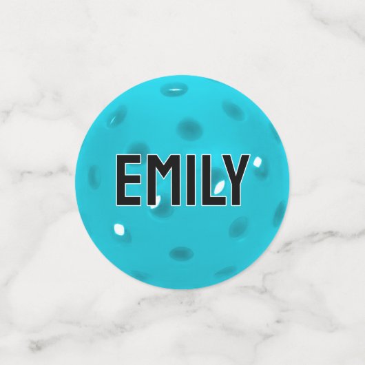 65e verjaardag Aqua Blue Pickleball Confetti (Kleine voorkant)