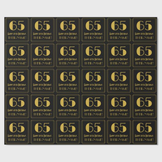 65e verjaardag ~ Art Deco geïnspireerd look "65",  Cadeaupapier (Vlak)