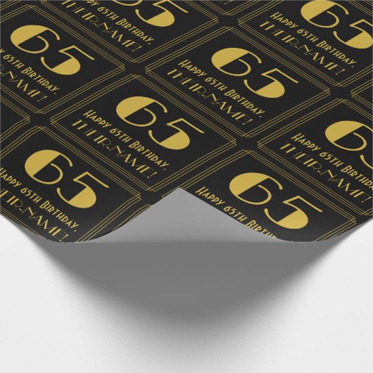 65e verjaardag ~ Art Deco geïnspireerd look "65",  Cadeaupapier (Hoek)