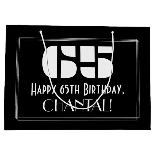 65e verjaardag ~ Art Deco geïnspireerd look "65" + Groot Cadeauzakje (Achterkant)