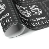 65e verjaardag: Art Deco geïnspireerd look "65" w  Cadeaupapier (Rol Hoek)