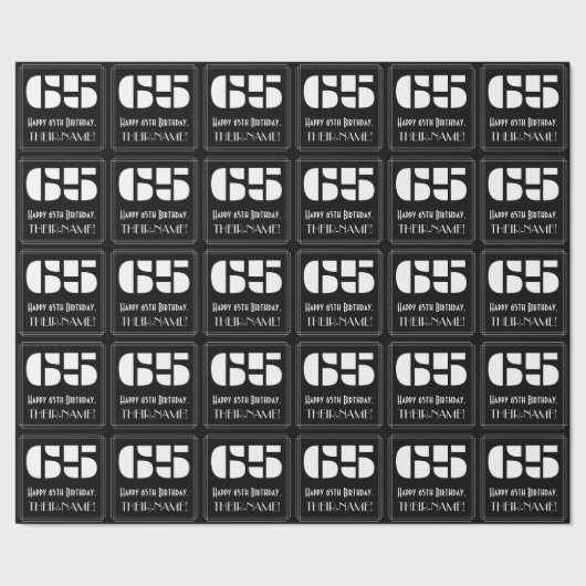 65e verjaardag: Art Deco Geïnspireerde look "65" & Cadeaupapier (Zoom)