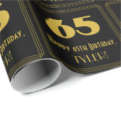 65e verjaardag - Art Deco geïnspireerde look "65"  Cadeaupapier (Rol Hoek)