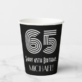 65e verjaardag — Art Deco Geïnspireerde look "65" Papieren Bekers (Achterkant)