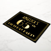 65e verjaardag: Art Deco Kijk "65", met naam Folie Uitnodiging (Gedraaid)