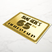 65e verjaardag — Art Deco Style "65" en naam Folie Uitnodiging (Gedraaid)